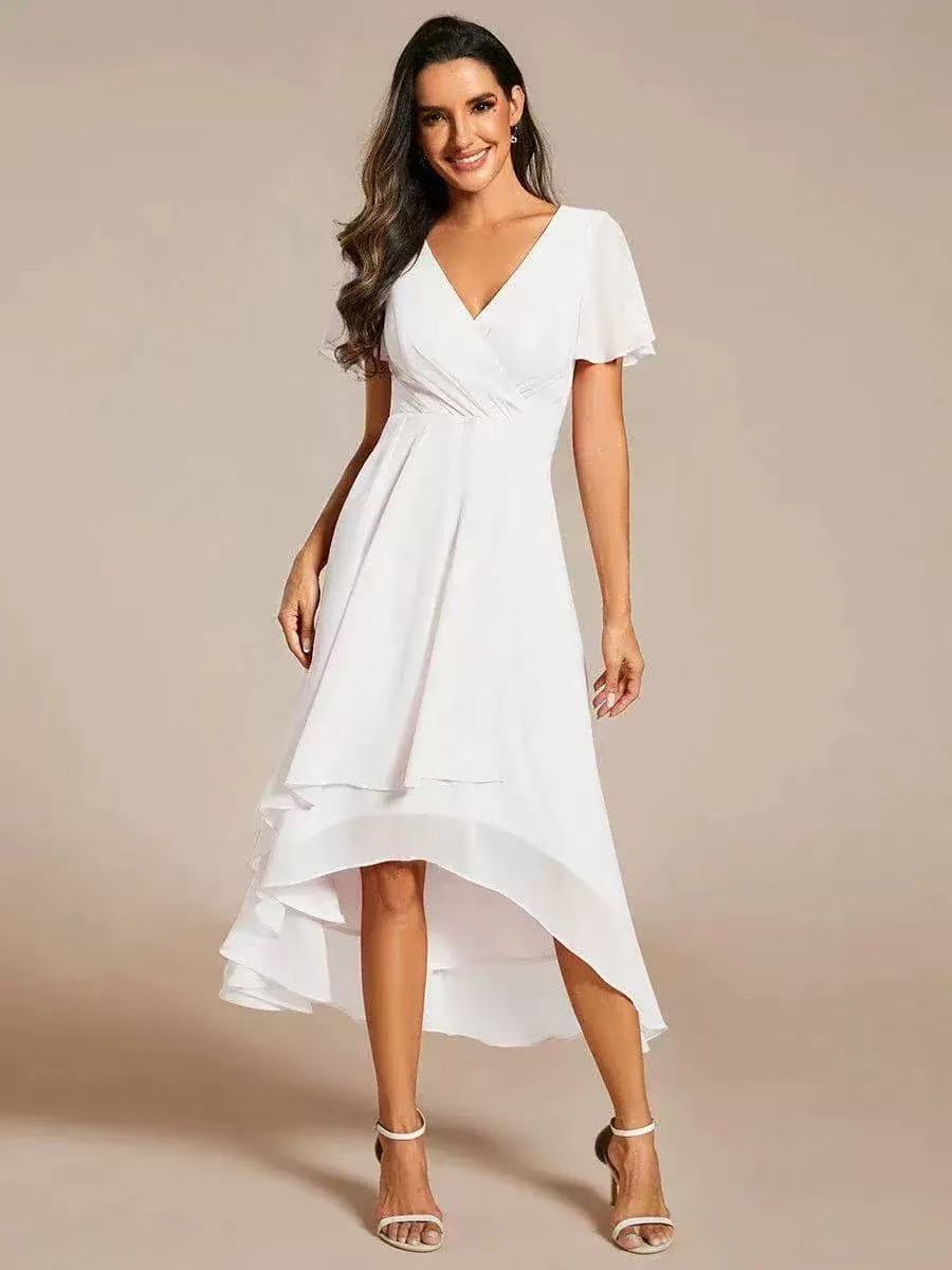 ✨Ruffles Sleeve Pleated V-Neck A-Line Midi Dress