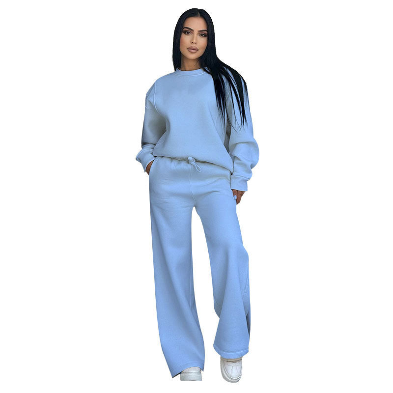 ๐ธ Fashion Solid Color Loose Round Neck Long Sleeve Top & Pants (2-Piece Set)