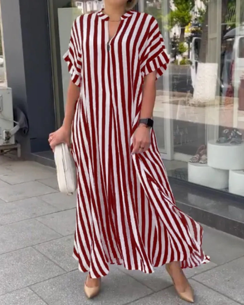 Women's V-Neck Striped Print Dress 🔥50% OFF🔥