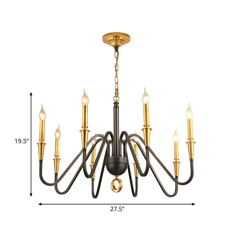 Brass Candle Ceiling Pendant Light Traditional Metal 6/8 Lights Living Room Chandelier Light Fixture