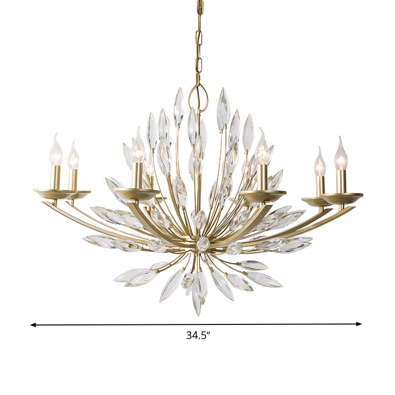 Candle Bedroom Pendant Chandelier Countryside Crystal 6/8 Lights Gold Hanging Ceiling Light