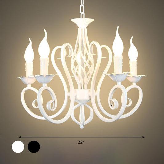 Metal Sputnik Chandelier Lighting Traditional 3/5/6 Lights Living Room Hanging Ceiling Lamp in White/Green