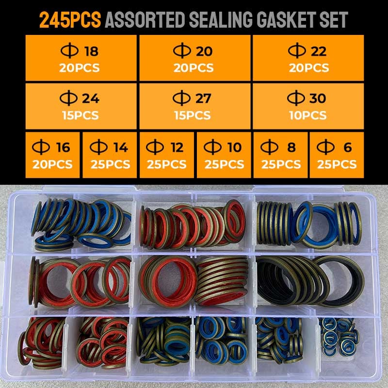 🎁100pcs/ 245pcs Assorted Sealing Gasket Set