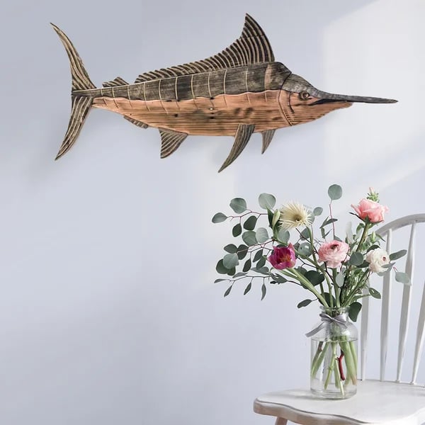 3D Crafted Wooden Marine Sculptures Wall Decoration