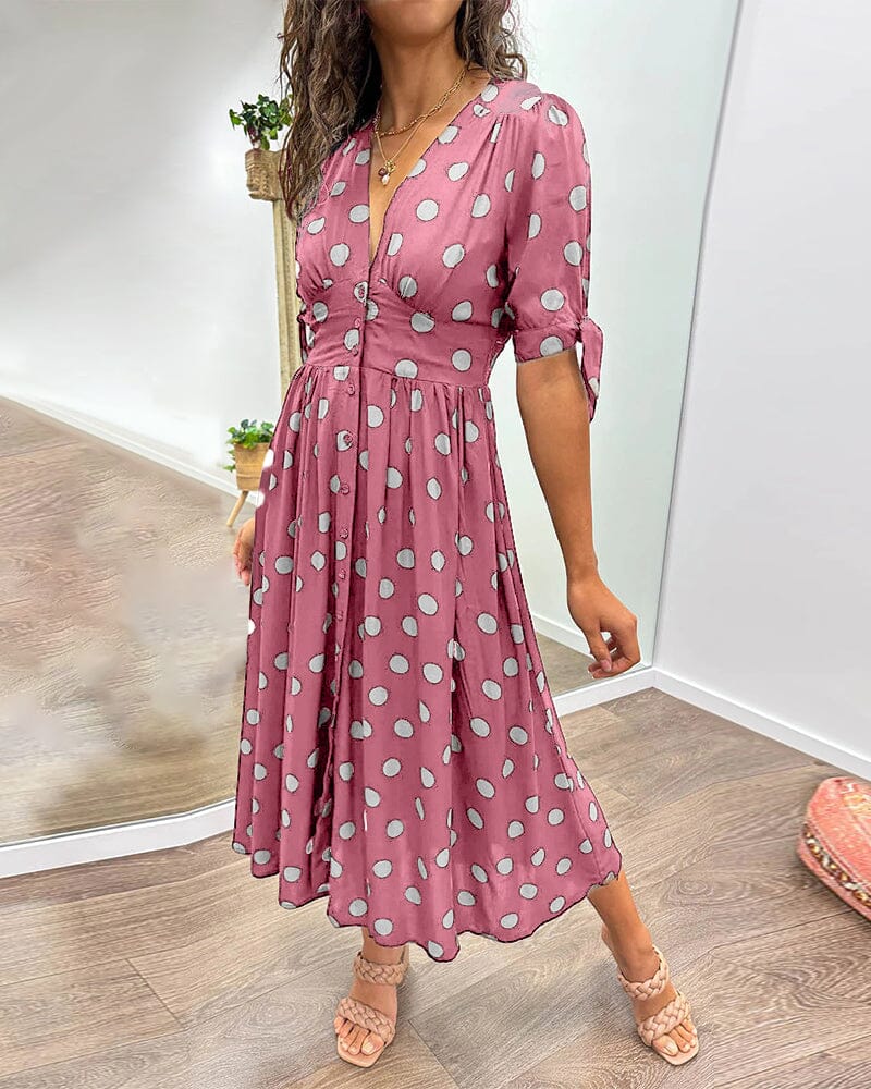 🔥🌷Promotion 48% OFF - 💃Deep V-neck polka-dot dress