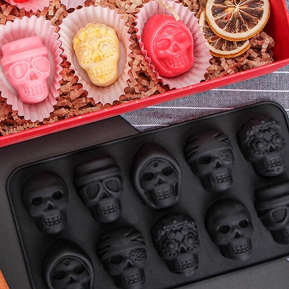 Skull chocolate mold silicone praline mold set of 2 Halloween silicone mold pralines