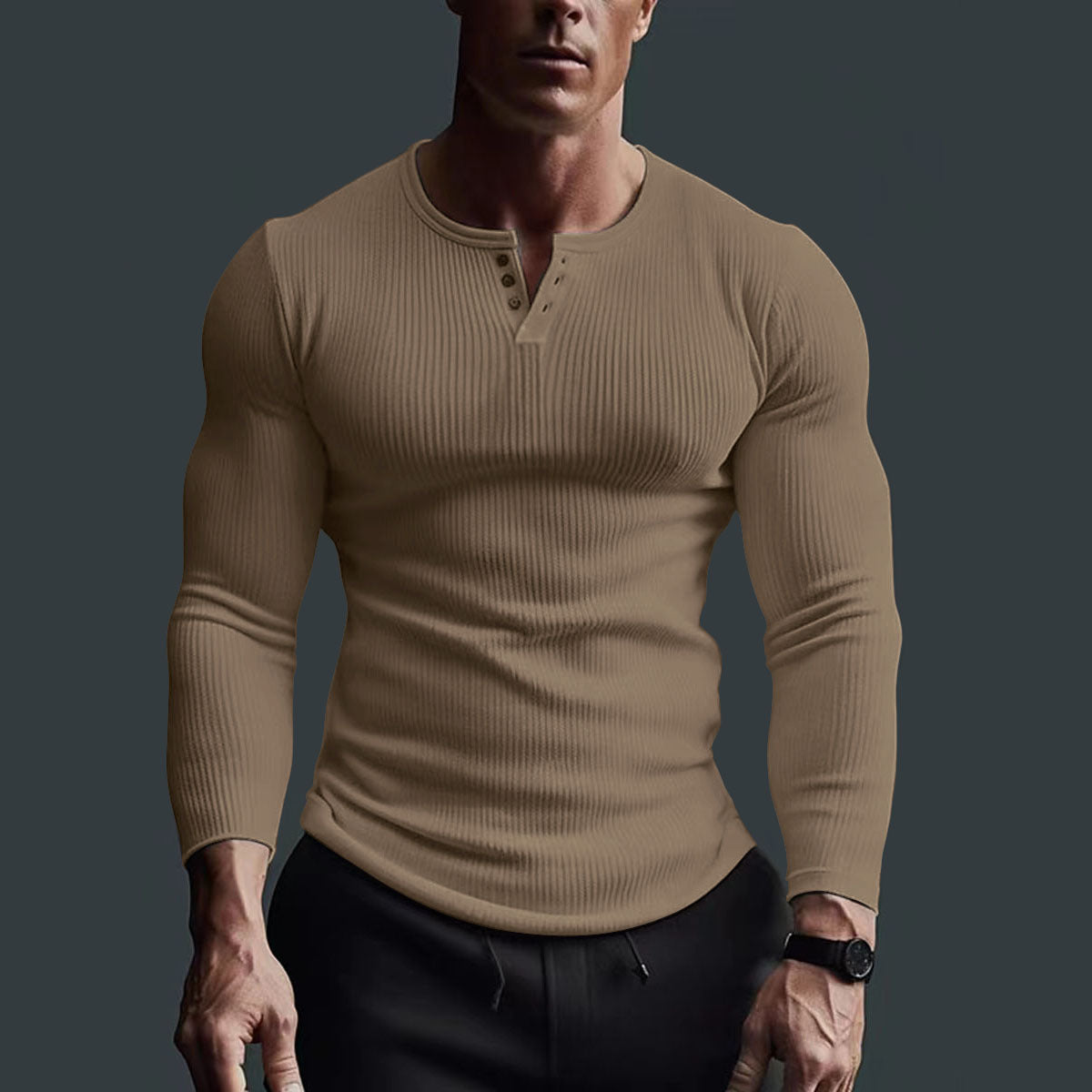 V-NECK LONG-SLEEVED SPORTS T-SHIRT