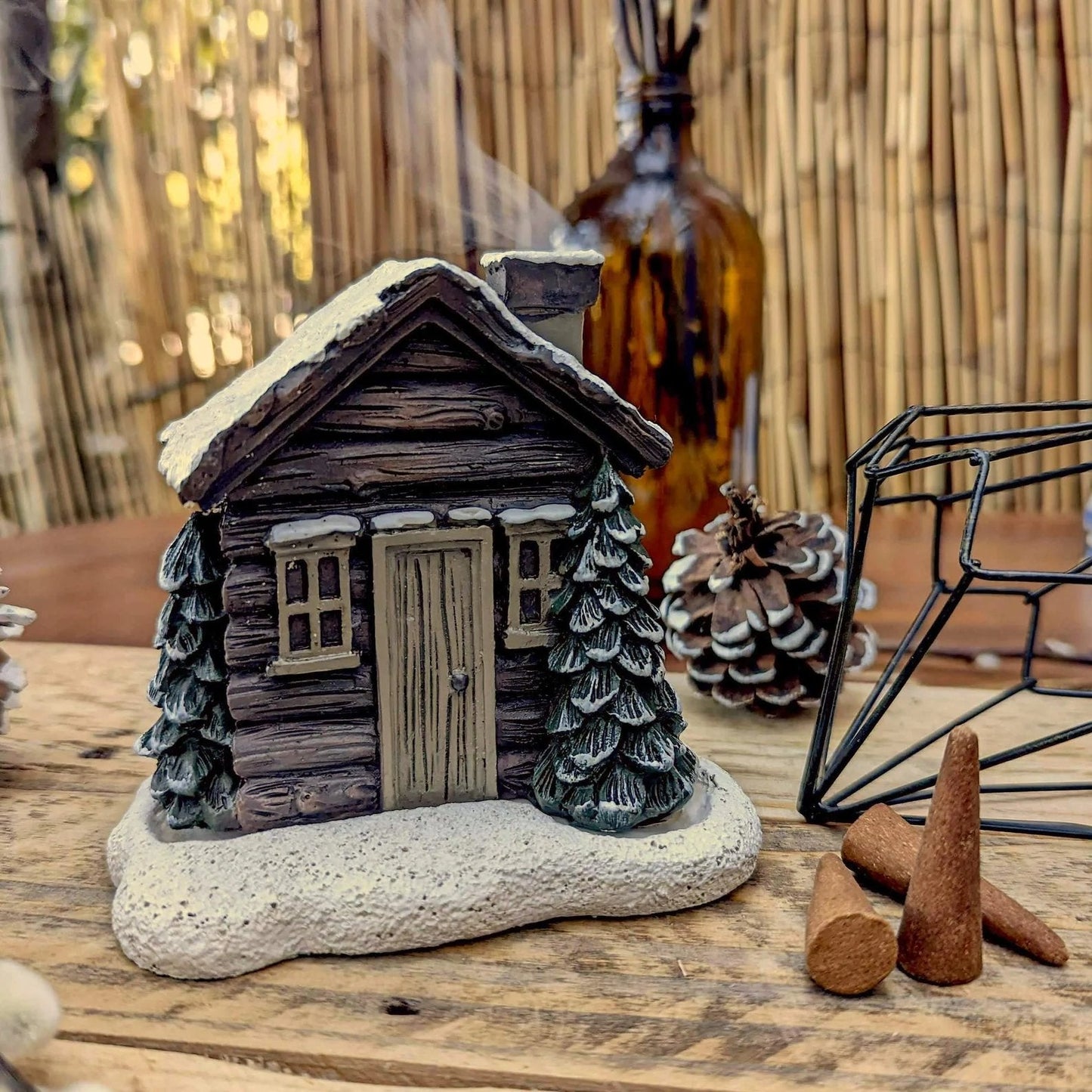 🏠Log Cabin Incense Burner with Smoking Chimney🎄Perfect Christmas Gift