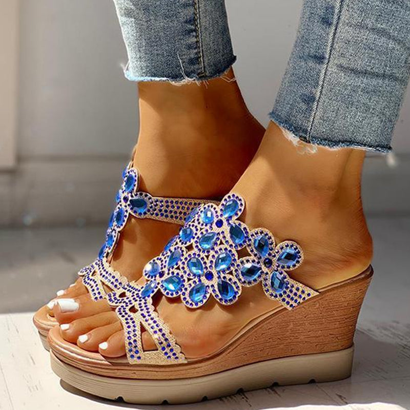 Casual Rhinestone Opend Wedges Shoes