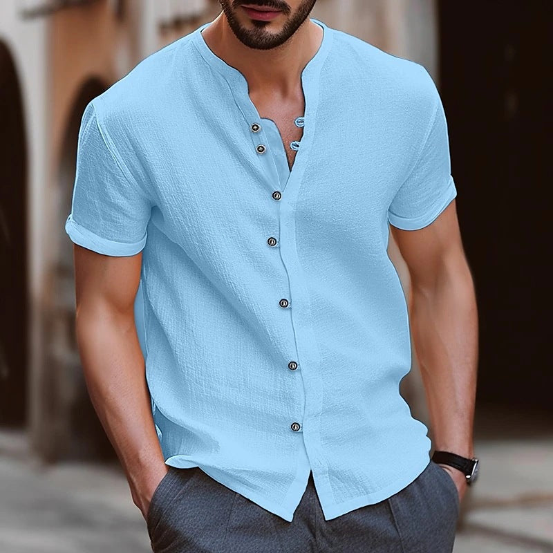 🔥BUY 2 GET 10% OFF💝Men's Summer Casual Cotton & Linen Henley Shirt