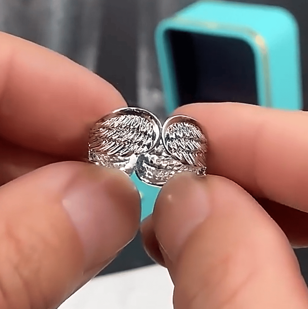 S925 Sterling silver Angel Wings Feather Ring💕