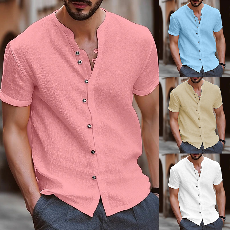 🔥BUY 2 GET 10% OFF💝Men's Summer Casual Cotton & Linen Henley Shirt