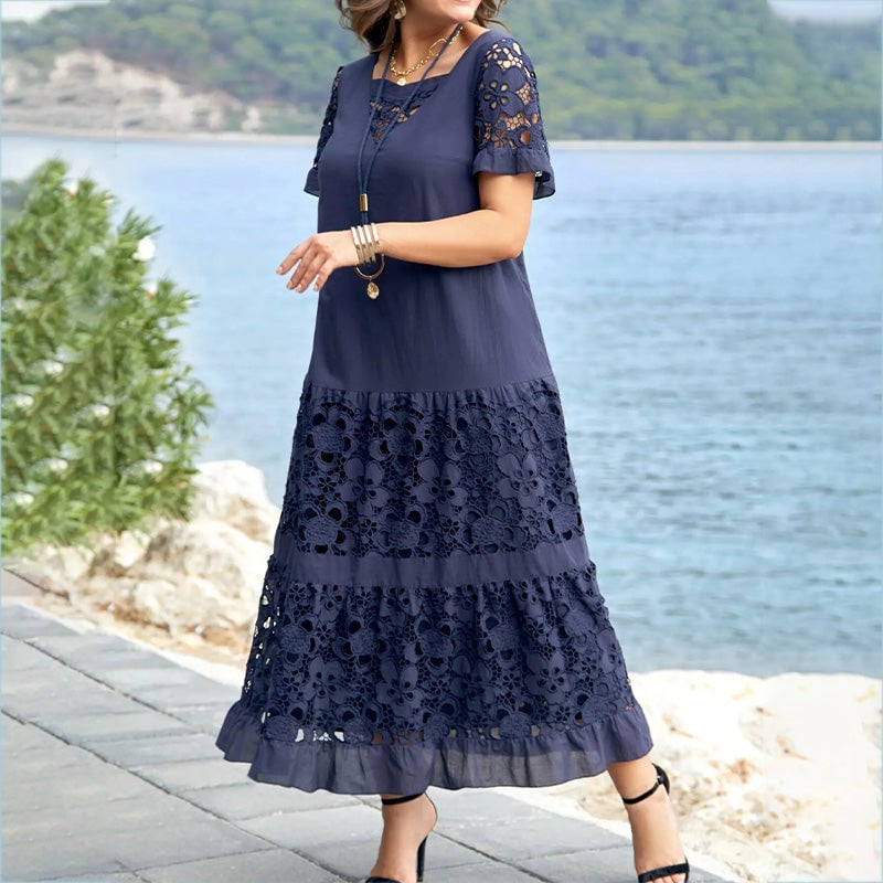 Elegant Floral Lace Loose Flowy Dress