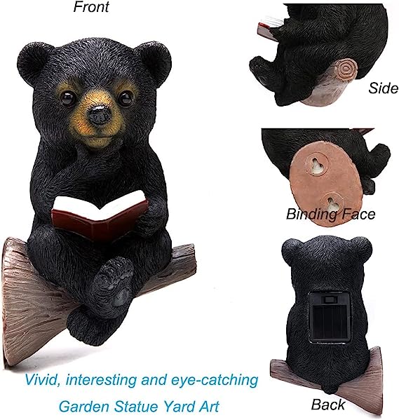 Garden decorations--🐻Solar Bear Reading Garden Statue Light