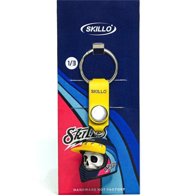 Colorful Skull Helmet Keychain