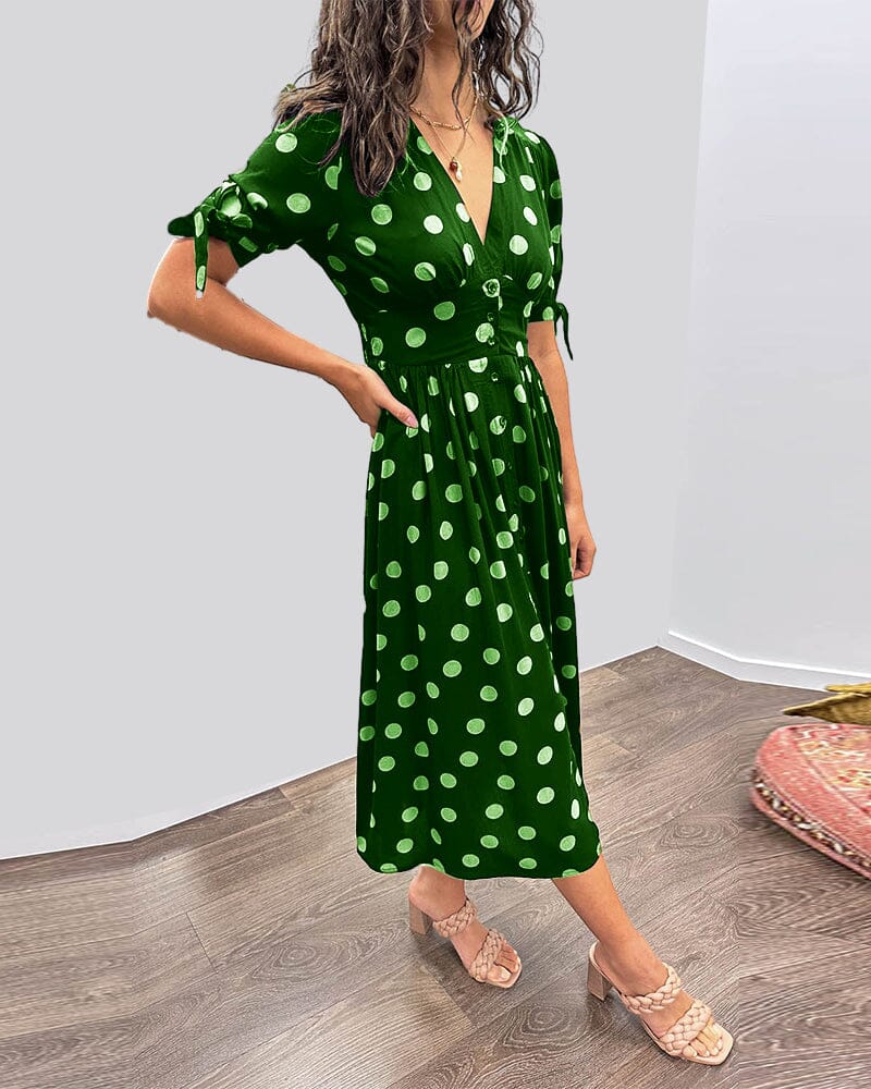 🔥🌷Promotion 48% OFF - 💃Deep V-neck polka-dot dress