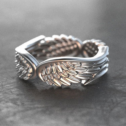 S925 Sterling silver Angel Wings Feather Ring💕