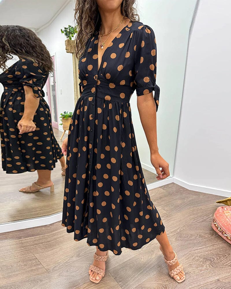 🔥🌷Promotion 48% OFF - 💃Deep V-neck polka-dot dress