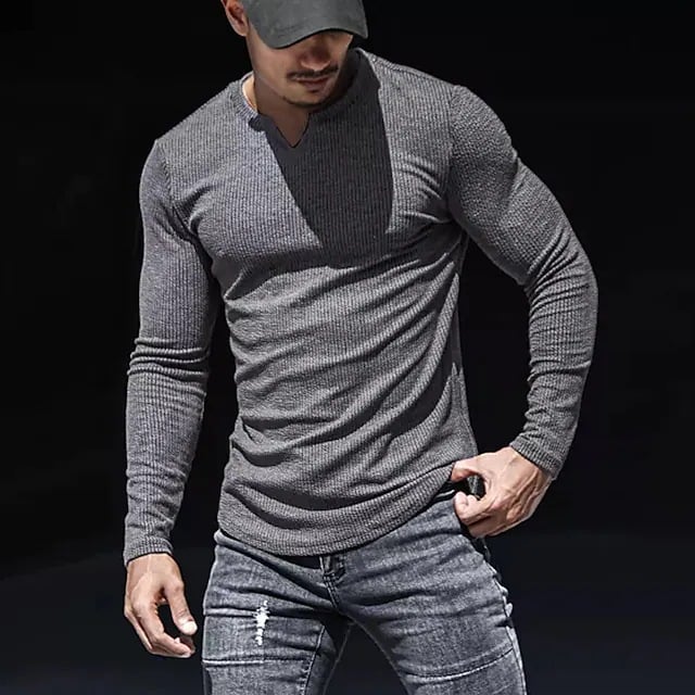 V-NECK LONG-SLEEVED SPORTS T-SHIRT