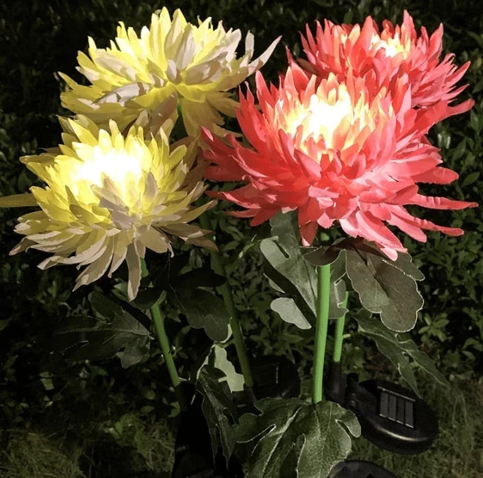 SPRING ARTIFICIAL Chrysanthemum SOLAR GARDEN STAKE LED