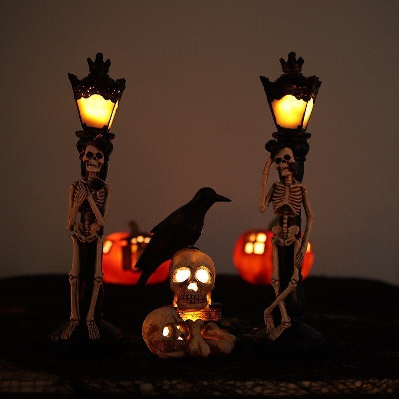 🎃 Resin Skeleton Decoration Light & Skull Crow Light