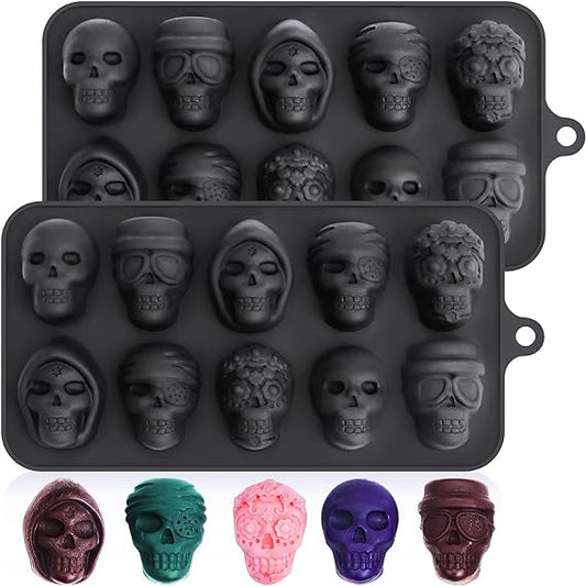 Skull chocolate mold silicone praline mold set of 2 Halloween silicone mold pralines