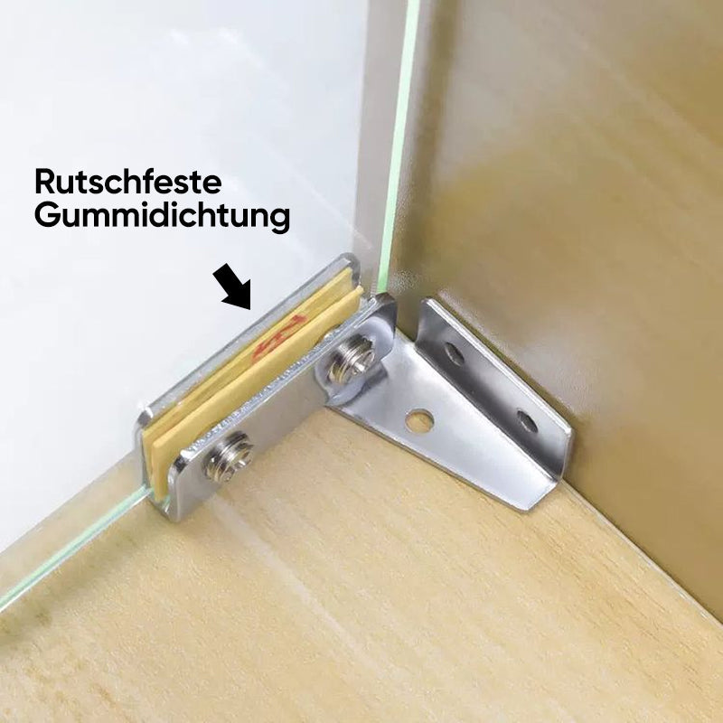 L-shaped rotating glass hinge