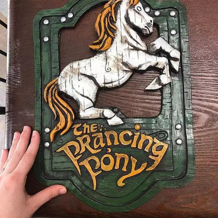 The Prancing Pony & The Green Dragon Pub Signs Set Handmade Bar Style