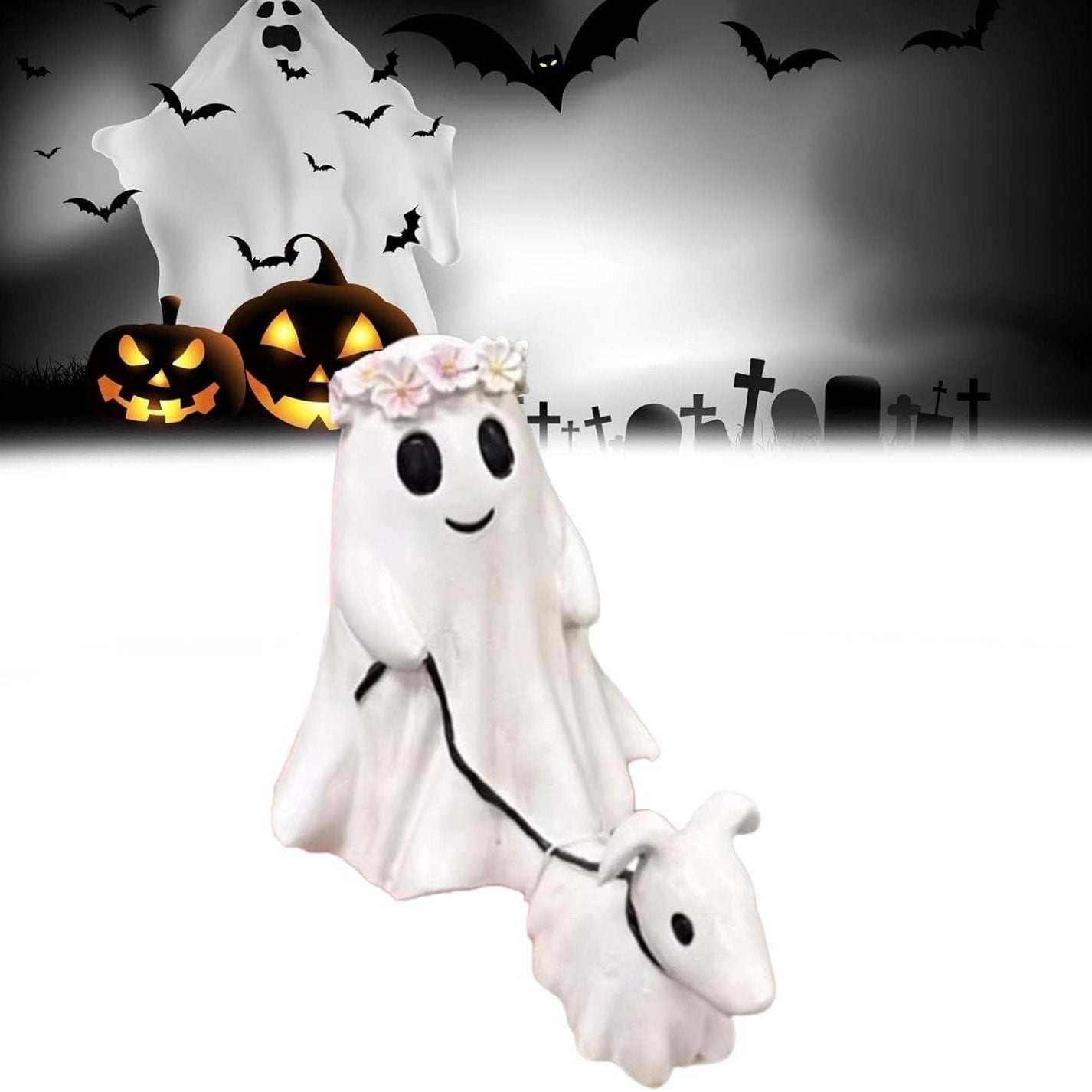 2024 Halloween Ghost Walking Dog Statue👻