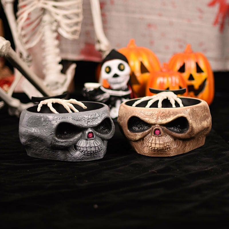 🎃Halloween candy skull bowl with movable skeleton hand