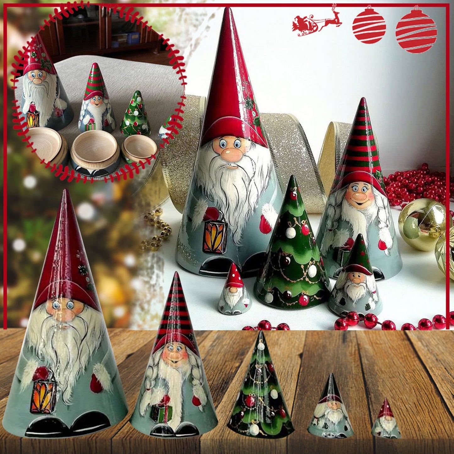 🔥BIG SALE 49% OFF🔥Handmade Scandinavian Gnome Wooden Nesting Dolls (5 pcs)