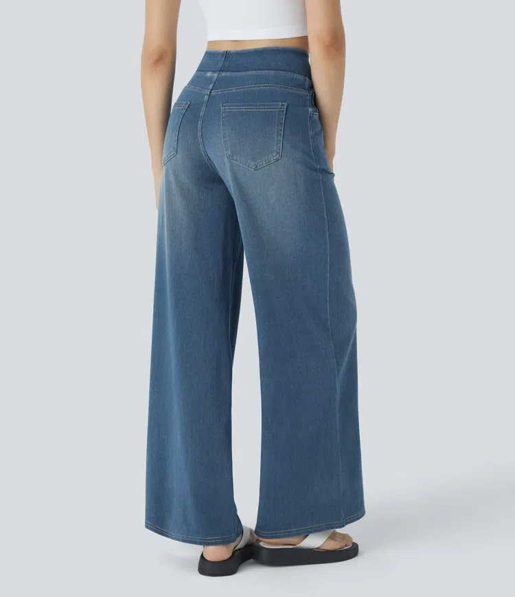 Super Stretch High-Waisted Wide Leg Jeans