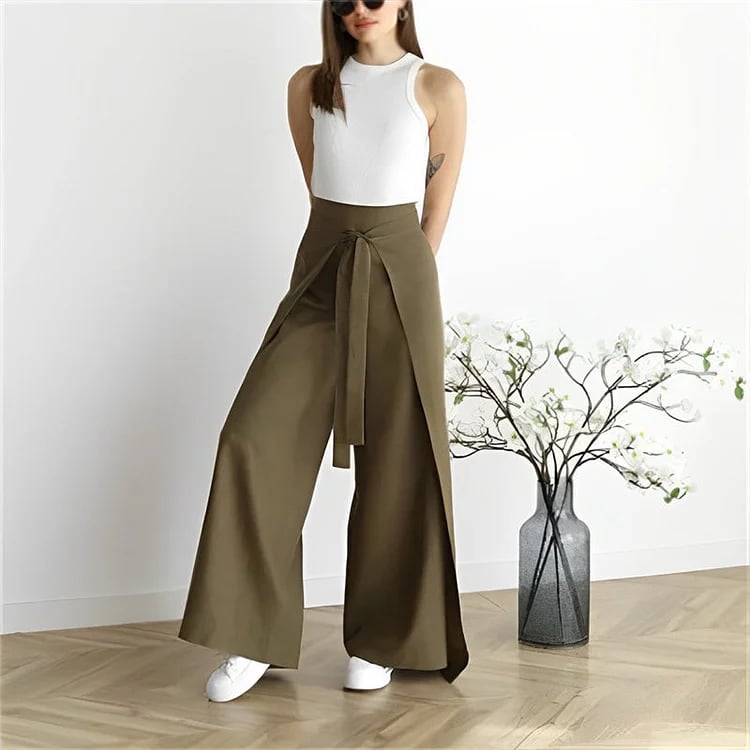 Women's Tie Knot Wide Leg Pants