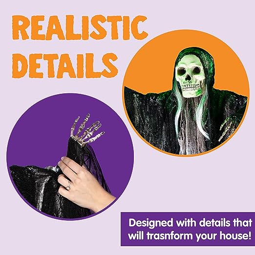 3 Pack Hanging Halloween Skeleton Ghosts Decorations, Grim Reapers for Best Halloween Outdoor Decorations