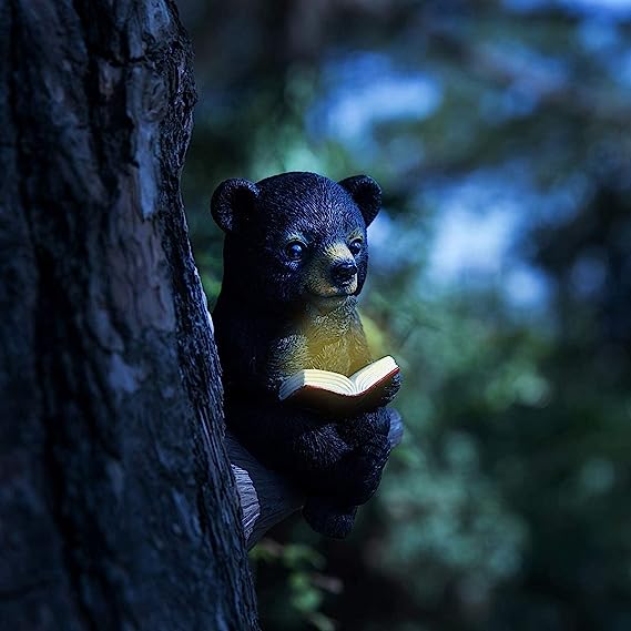 Garden decorations--🐻Solar Bear Reading Garden Statue Light