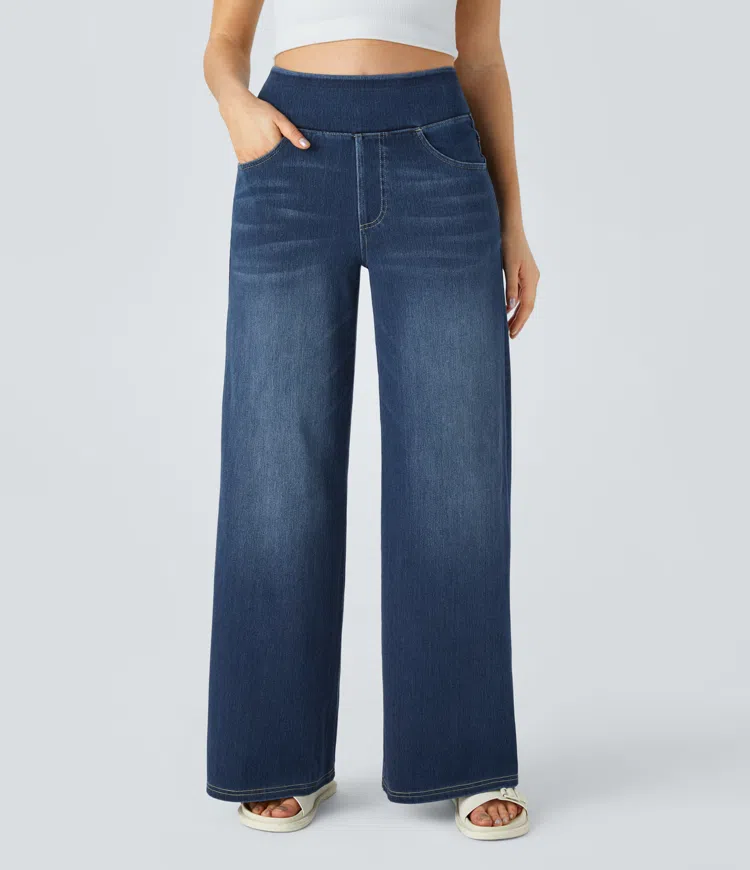 Super Stretch High-Waisted Wide Leg Jeans