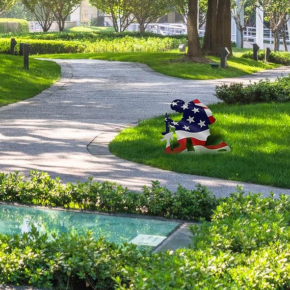 Memorial metal plaque for soldiers- American flag