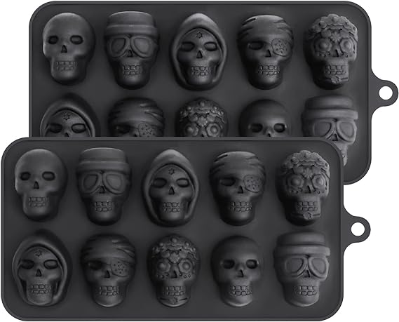 Skull chocolate mold silicone praline mold set of 2 Halloween silicone mold pralines