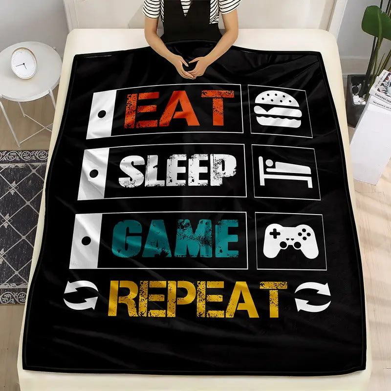 Black Cat Print Flannel Blanket