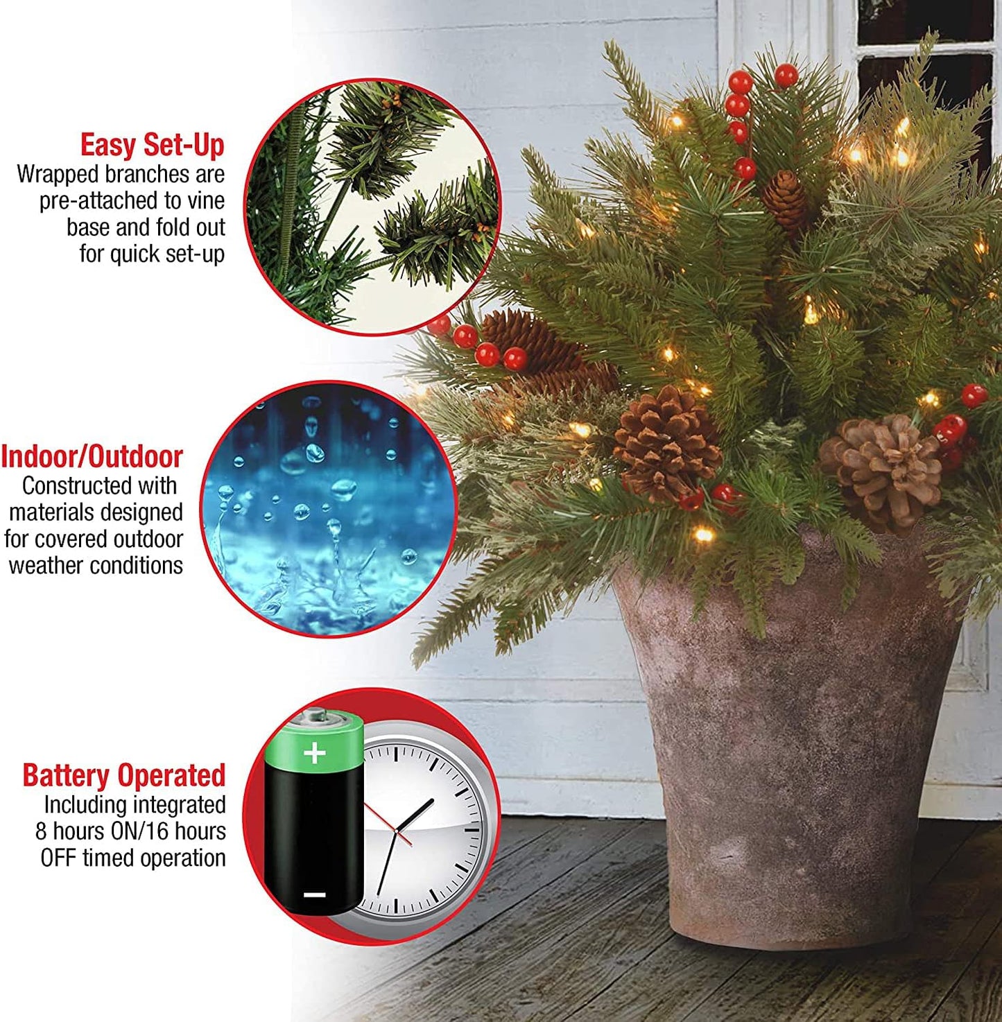 🎄CHRISTMAS ON SALE🔥Pre-lit Artificial Christmas Tree Feel Real Urn Filler💐