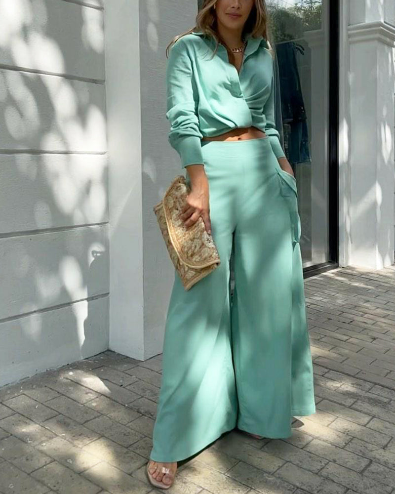 Solid color casual two-piece suit