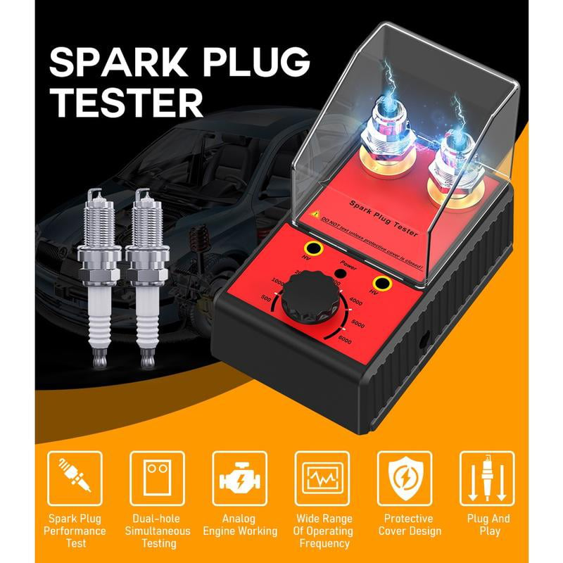 Compact Dual-Hole Spark Plug Tester for Car Ignition Plug Analysis and Diagnostics - 12V