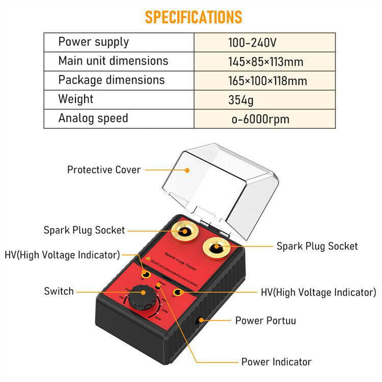 Compact Dual-Hole Spark Plug Tester for Car Ignition Plug Analysis and Diagnostics - 12V