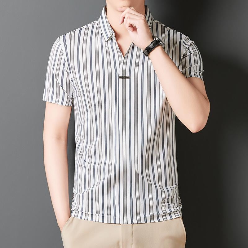 Men's Summer Striped Short Sleeve Shirt