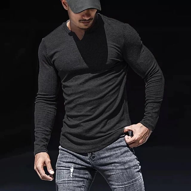 V-NECK LONG-SLEEVED SPORTS T-SHIRT