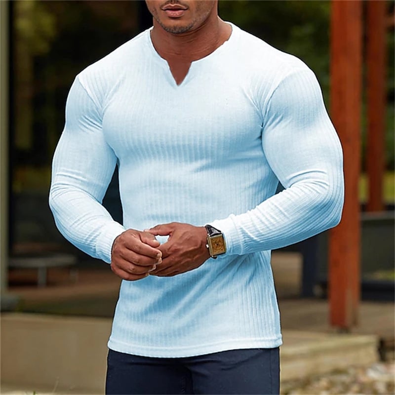 V-NECK LONG-SLEEVED SPORTS T-SHIRT