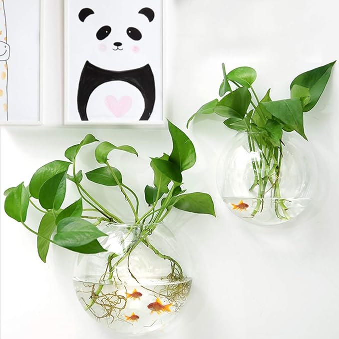 Hot Selling Now 🔥🔥Glass Oblate Globe Plants Containers Wall Mount Clear Flower Vase