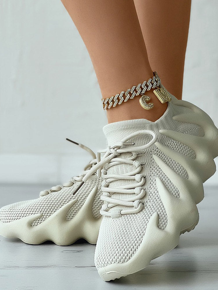 Lace-up Knit Breathable Sneakers