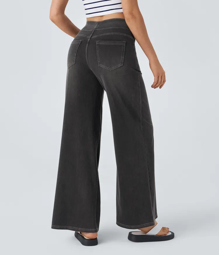 Super Stretch High-Waisted Wide Leg Jeans