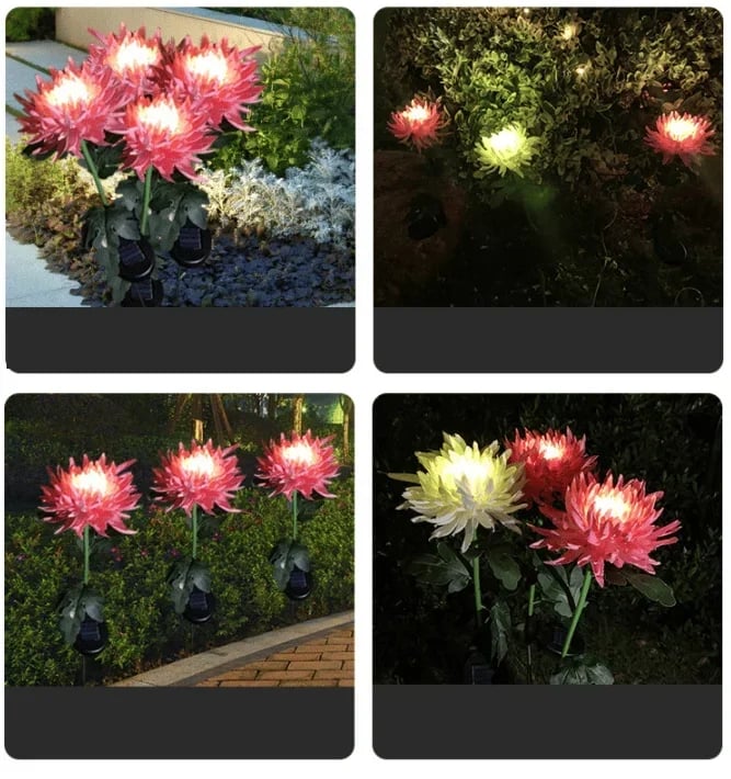 SPRING ARTIFICIAL Chrysanthemum SOLAR GARDEN STAKE LED